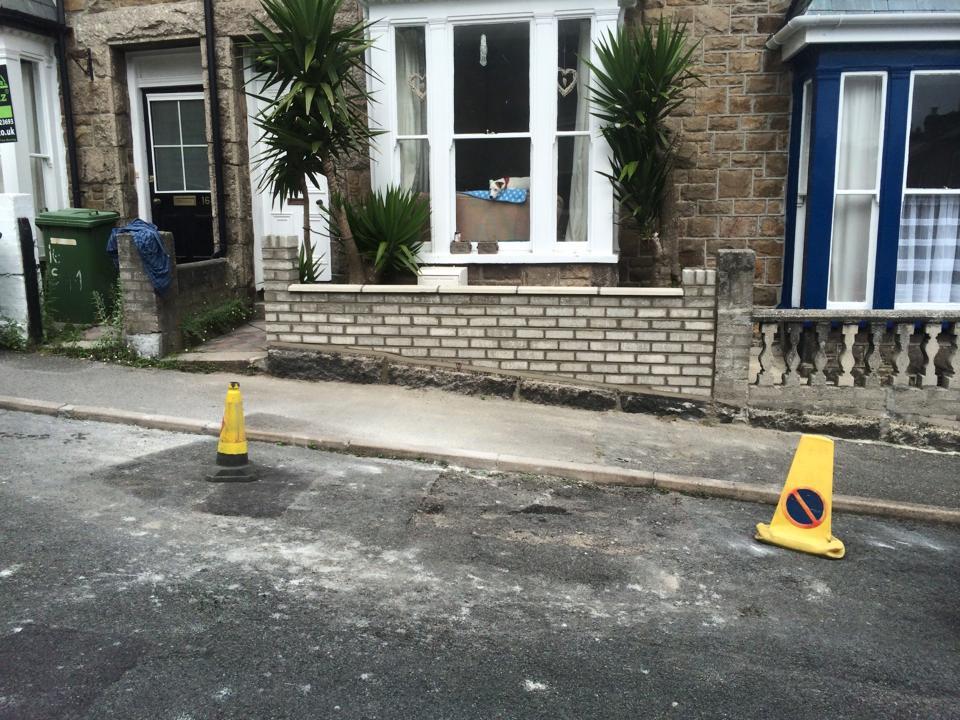 New boundary wall, Penzance after